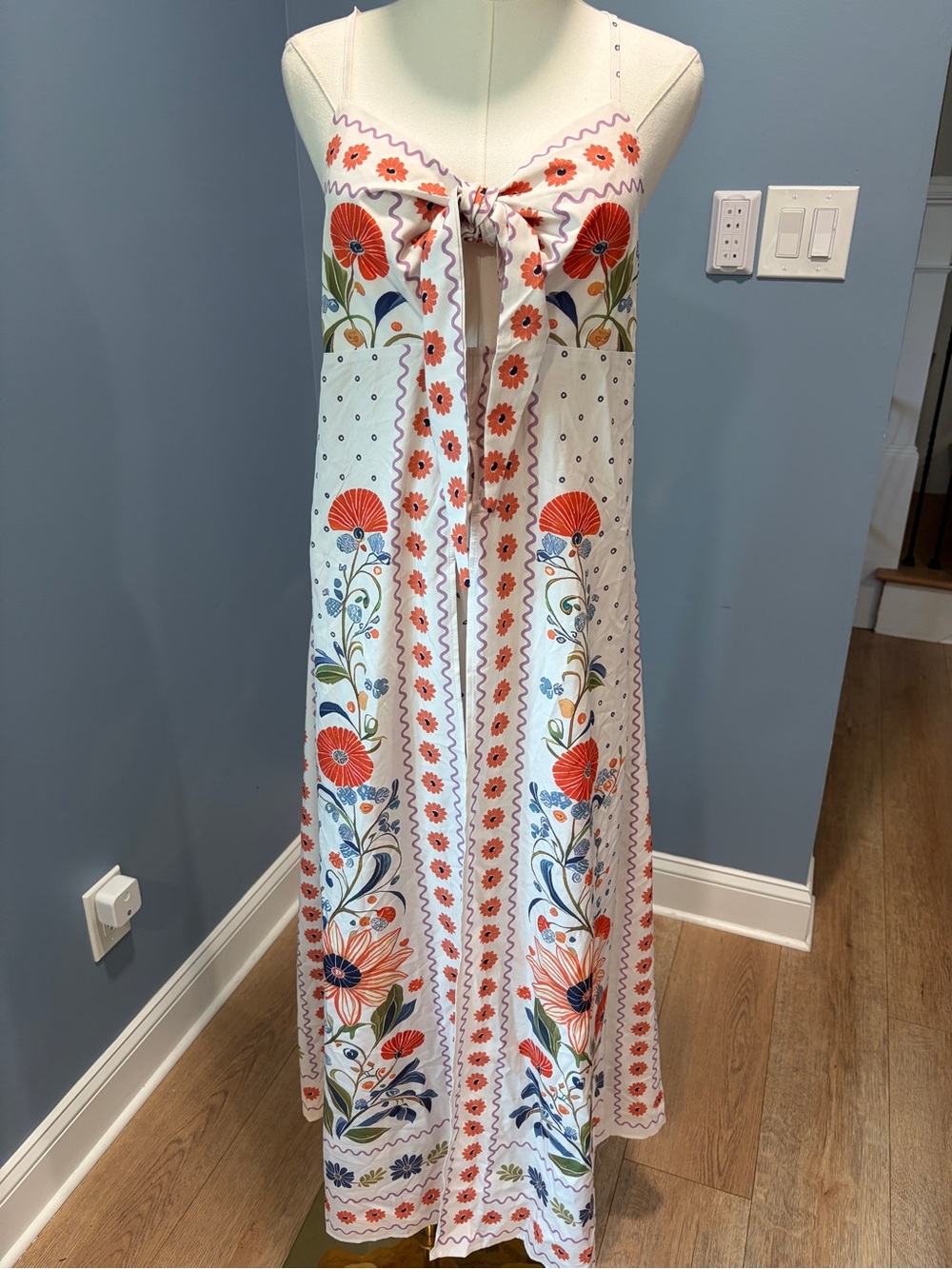 Floral 2 Piece Set Medium Tie Front Crop Top Wide Leg Pants Resort Boho